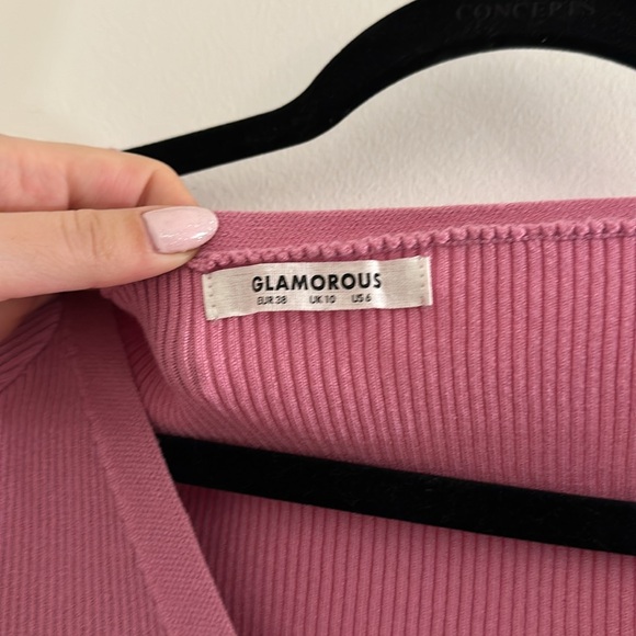 Button Ribbed Top in Pink - Picture 5 of 6